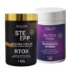 Kit Redutor e Tratamento Kellan com frasco BTOX e pote de máscara, para controle de volume e nutrição