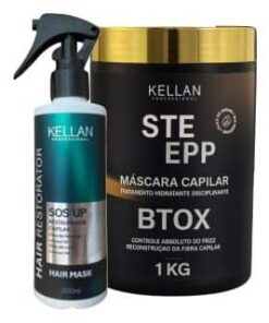 Kit Upgrade e Btox Kellan, com frasco e pote, para hidratação e redução de volume capilar