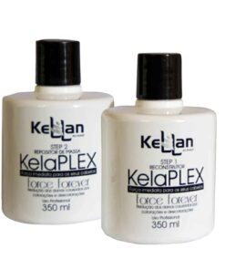 Kit Kellaplex Force Forever protetor químico para cabelos, com dois frascos brancos