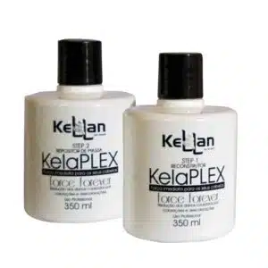 Kit Kellaplex Force Forever protetor químico para cabelos, com dois frascos brancos