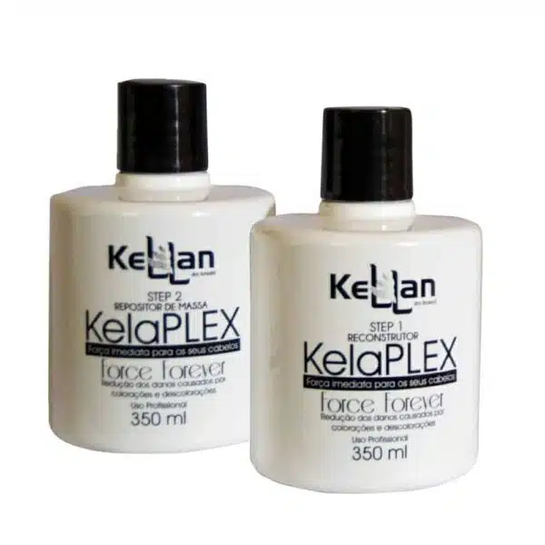 Kit Kellaplex Force Forever protetor químico para cabelos, com dois frascos brancos
